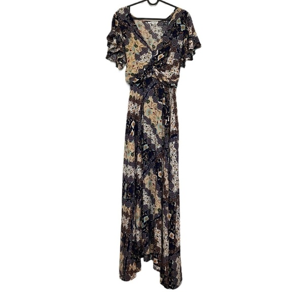Abel the Label Anthropologie Bohemian Mixed Print Ghandi Maxi Dress Size Small - Picture 4 of 11
